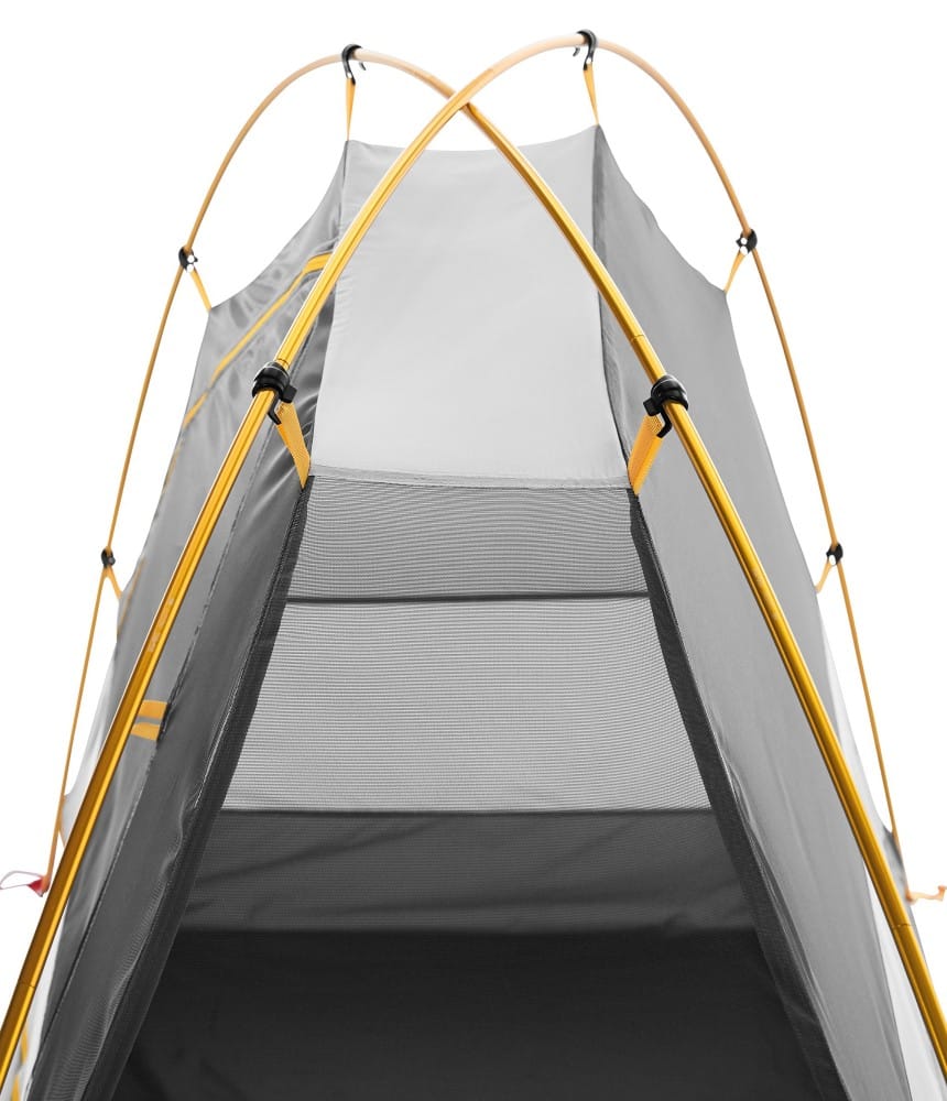 One-person backpacking tent structure viewed from above