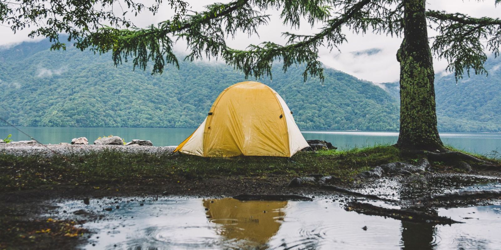 Backpacking tent correctly guyed and pitched for rain and wind
